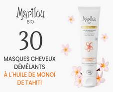 30 masques capillaires à l’huile de monoï de Tahiti Marilou Bio offerts