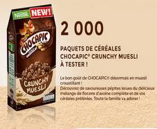 GRATUITS : 2000 paquets céréales Chocapic Crunchy Muesli 