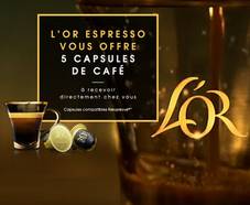 L’Or Espresso : échantillons gratuits de 5 dosettes de café
