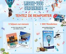 A gagner : 1000 coffrets Wonderbox + 3 séjours de 1000€