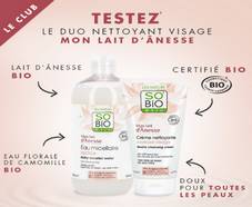 100 duos Beauté Mon Lait D’Anesse SO’BiO étic offerts 
