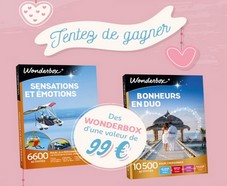 20 coffrets Wonderbox St Valentin offerts